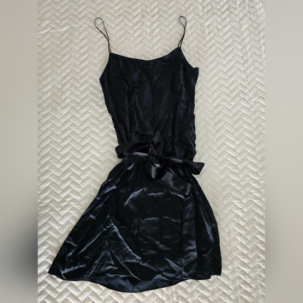 Rickie Freeman Teri John Black Silk Slip Dress - Picture 3 of 7